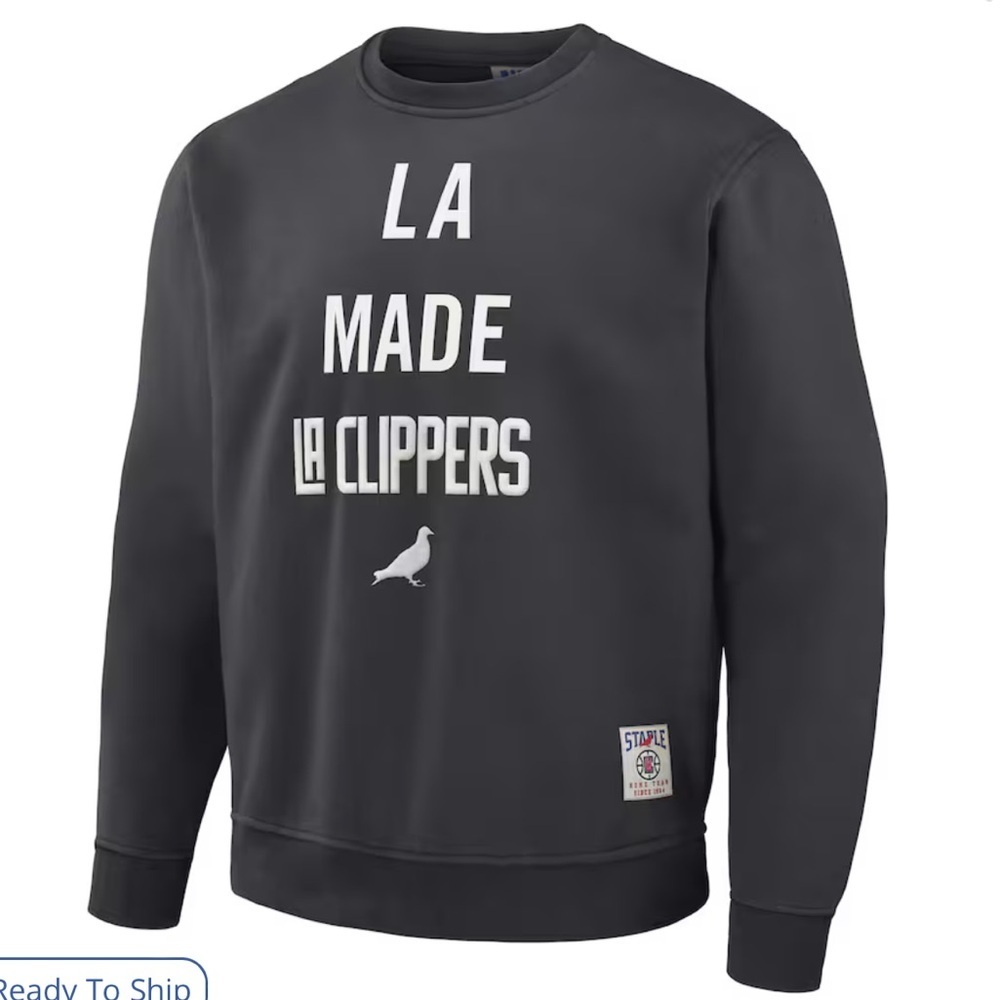 Men's LA Clippers NBA x Staple Anthracite Plush Pullover Sweatshirt - L